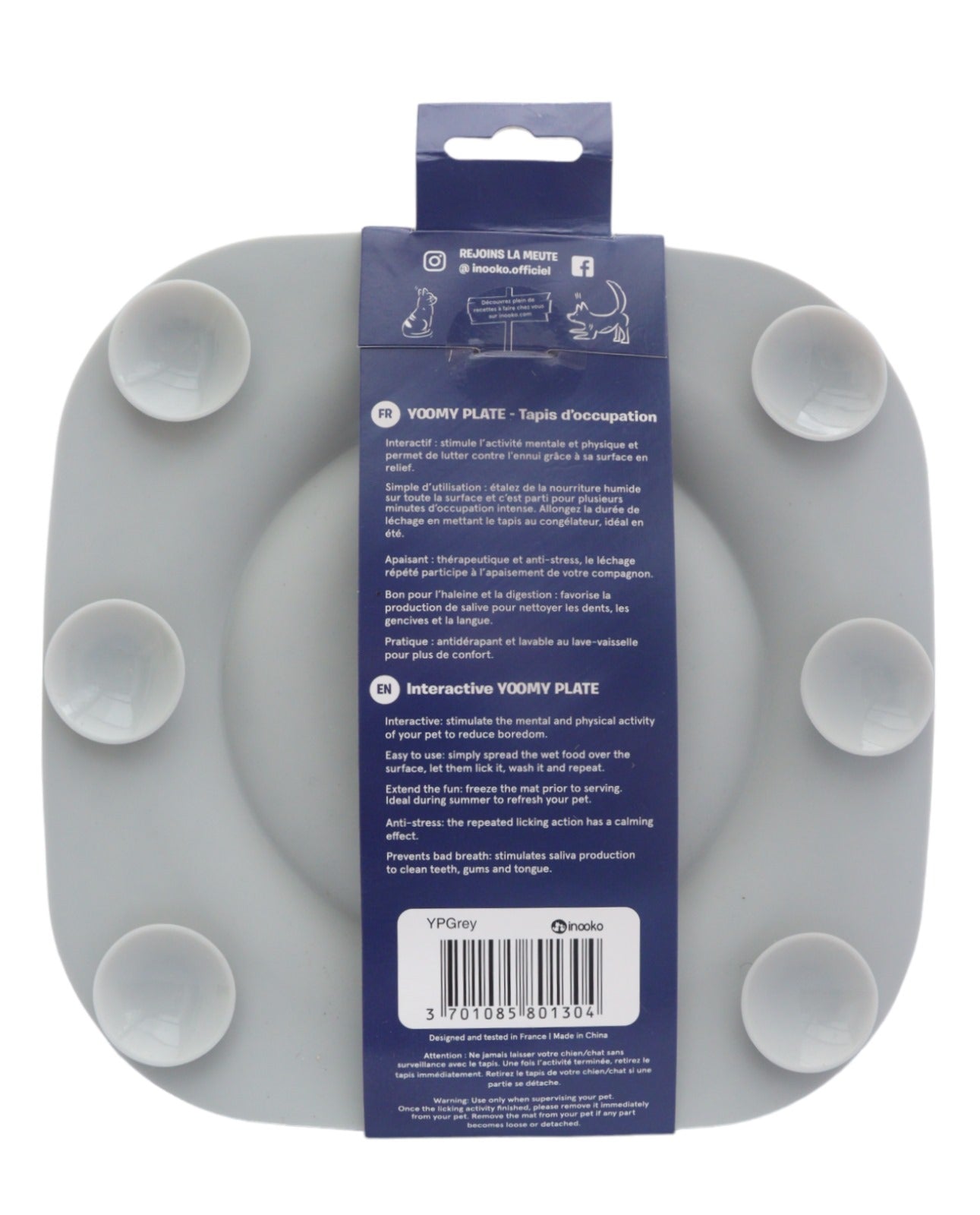 Tapis d'occupation/léchage (Gris avec ventouses) - Lickmat Boutique Naturelle le Cani Domaine